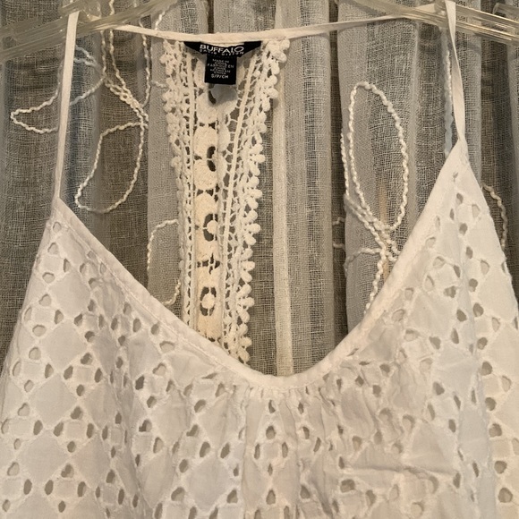 Buffalo David Bitten small eyelet scoop neck mini dress cotton beach cover up - Picture 3 of 9